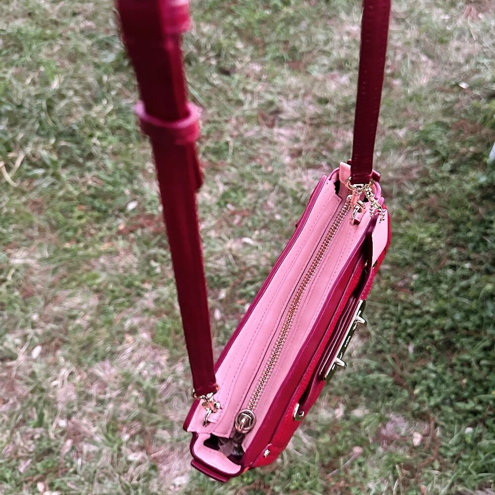 Leather COACH SWAGGER COLORBLOCK Convertible Crossbody Cherry $275 MRSP - Picture 11 of 16